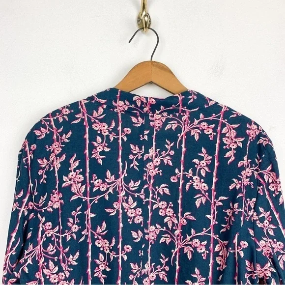 Free People Linen Blend Pink Floral Lightweight Blazer Sz XS - Picture 4 of 7